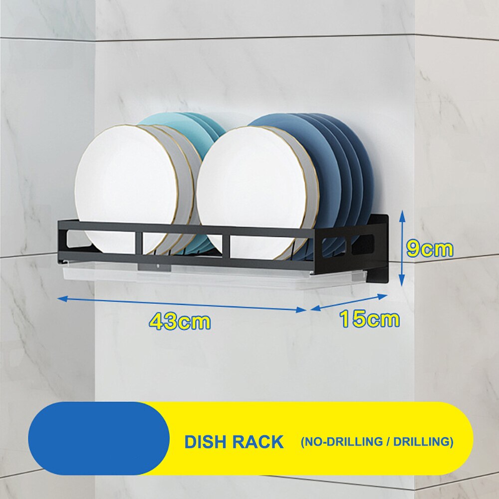 Wall-Mount Spice Racks stainless Kitchen Organizer Storage Shelves Spoon Hanger Hook Kitchen Gadgets Accessories Supplies: Dish Rack