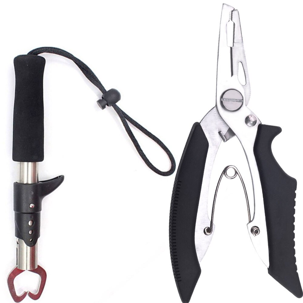 NOEBY Stainless Steel fish Gripper Fish Lip Control with Weight Scale & Ruler Fishing Tool Carp Fishing Clamp Clip Tackles: MNLYQ-QBLYQ