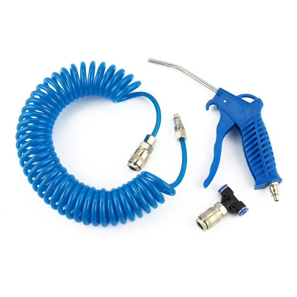 Car Air Duster Spray Gun with 5m Coiled Hose Truck Dust Blower Clean Nozzle Blow Spray Tool Kit Spray Gun Cleaning Inflatable