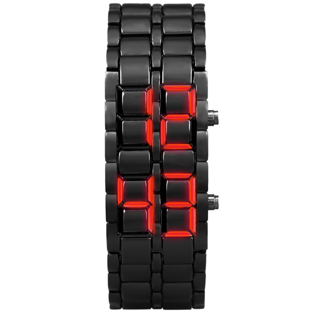 Neue Eisen Samurai Metall Armbinde Lava Uhr LED Digital Uhren Stunde Männer Frauen