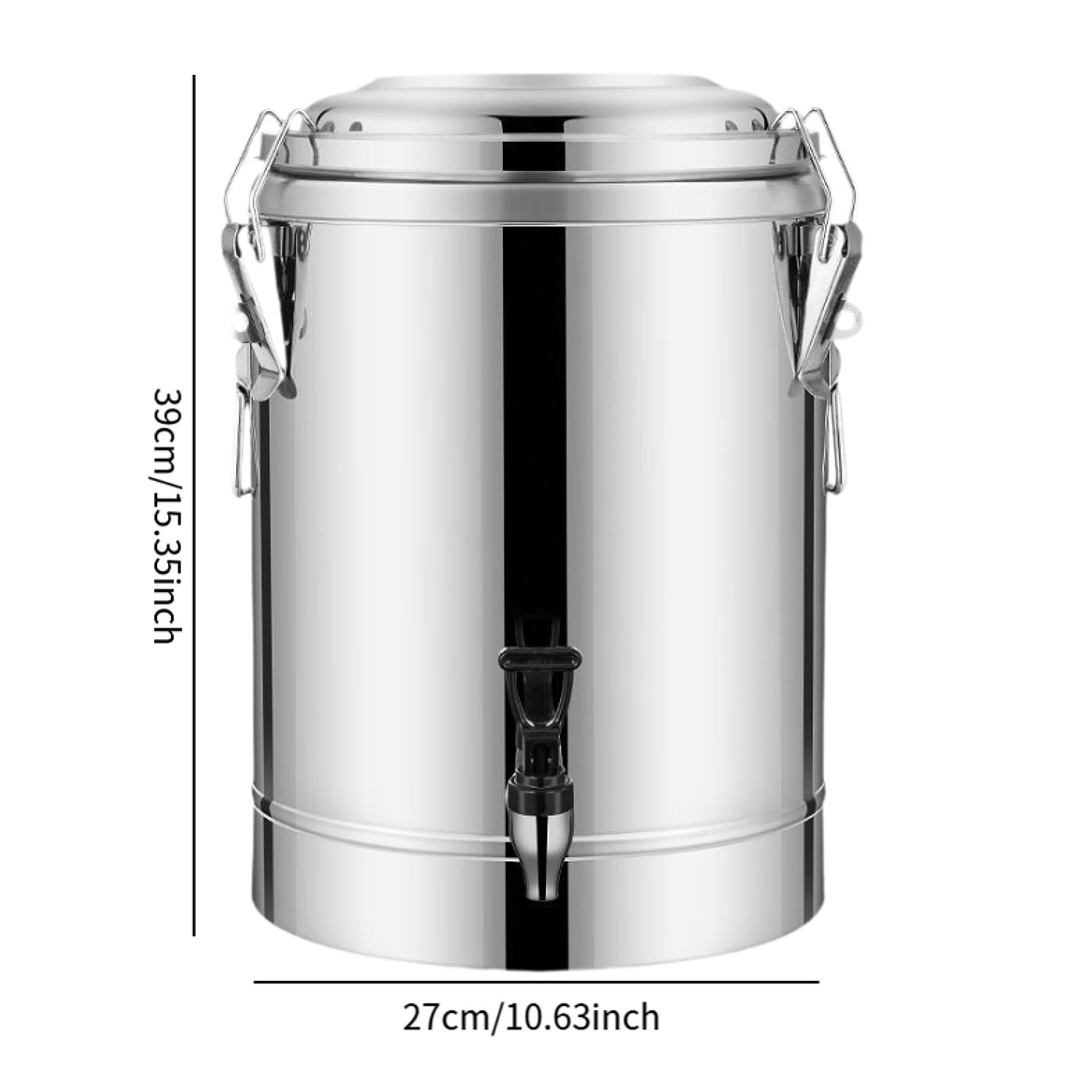 10L/20L/30L Insulated Bucket Stainless Steel Insulated Bucket Large Capacity Insulated Beverage Dispenser with Faucet: Silver