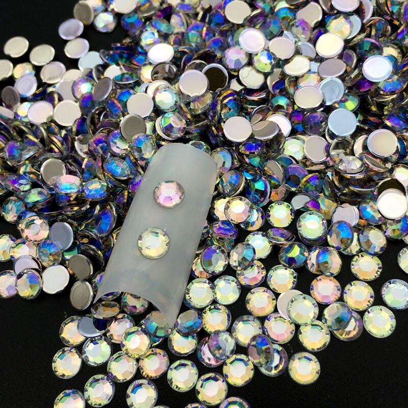60 stuks/pak 5mm diy 3d nail art acryl ronde glitter strass steentjes plaat uv gel polish tips edelsteen sticker manicure decal decoratie: 02