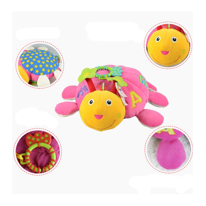 Blauw/roze Pluche Schildpad Schildpad Tafelbel Pop Bed Bel Speelgoed Crib Opknoping Bell Speelgoed Baby Developmental Educatief
