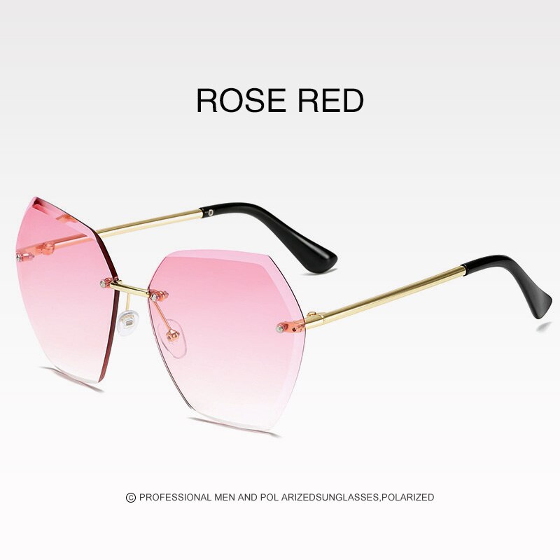 Gafas de sol de sin marco para mujer, gafas poligonales recortadas de de sin montura, Gafas de Metal cuadradas con degradado océano UV400: Color 01