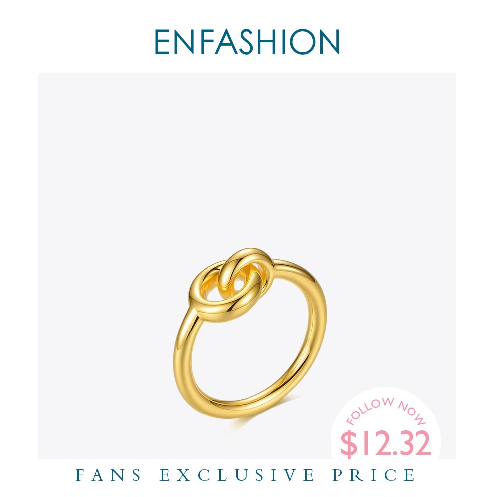 ENFASHION Interlock Rings For Women Gold Color Geometric Circle Ring Jewelry Friend Anillos Mujer R204052