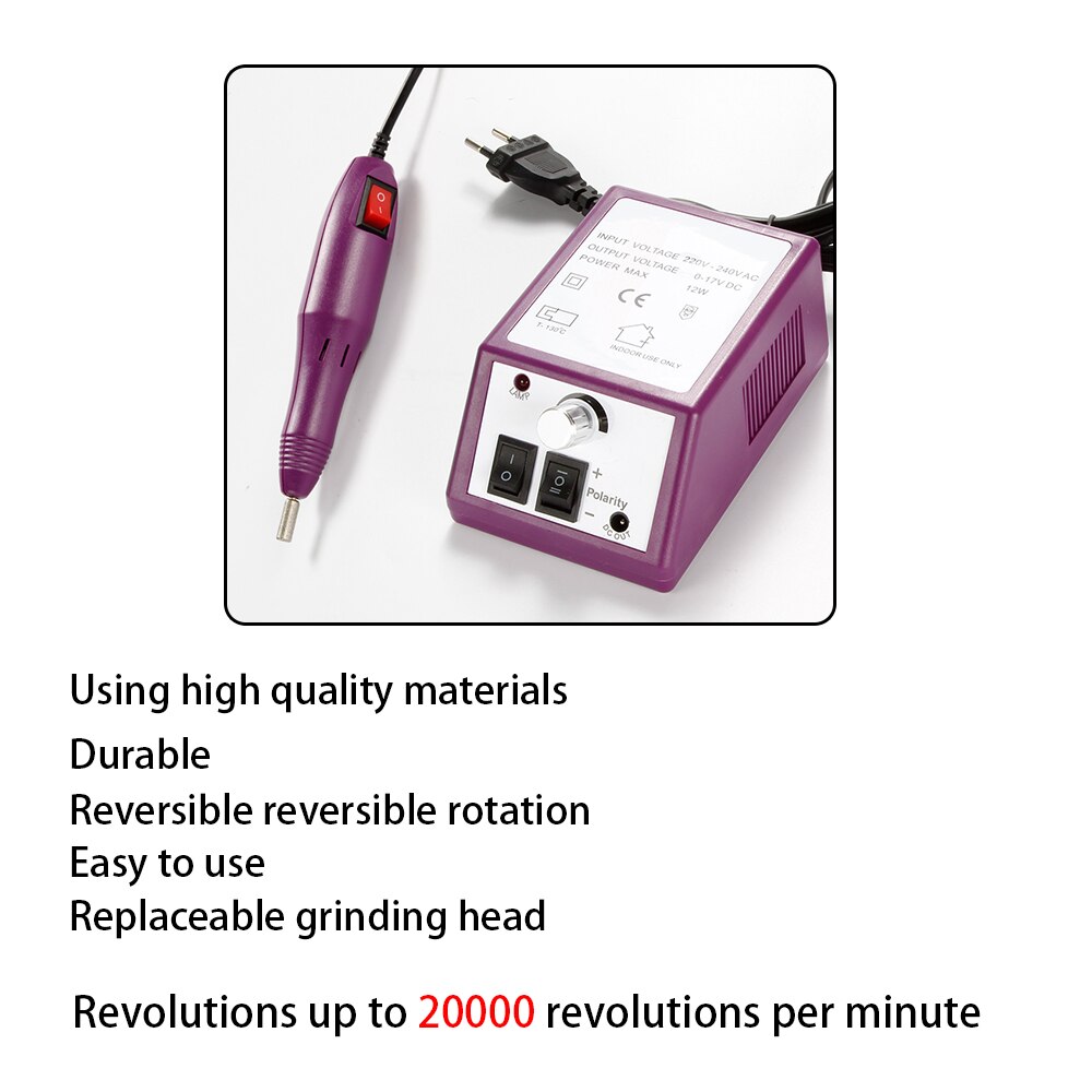 Aparato eléctrico de manicura para pedicura, juego de brocas para uñas, removedor de Gel acrílico para cutículas, 20000 RPM