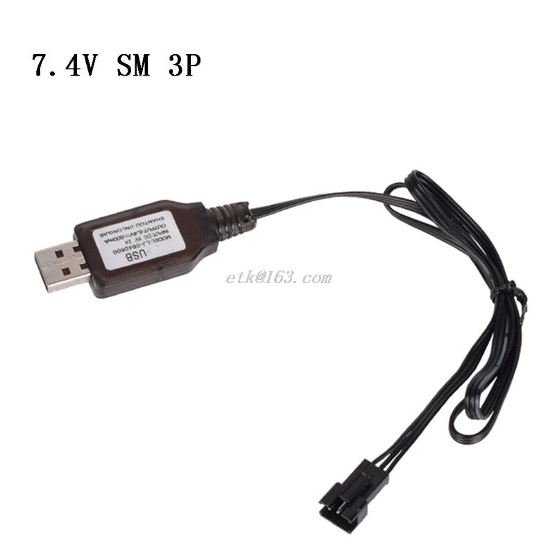 6.4v/7.4V Charger Li-ion battery SM-3P RC Toys remote control toy SM-3P positive portable USB Charger: A 7.4V