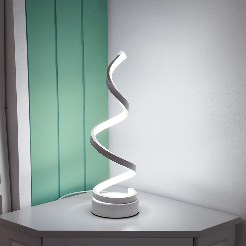 Husholdning nattlys skrivebord akryl jern buet belysning moderne ledet spiral lys soverom stue nattbord lamper