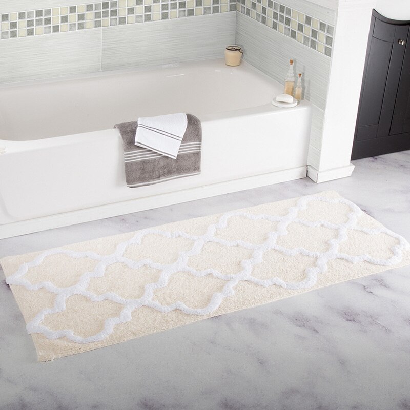 Moderne Geometrische 45X120Cm Badmat Water Absorberen Anti Slip Badkamer Tapijt Tapijt Zachte Warme Vloer Mat Voor bad Slaapkamer 8 Kleuren: beige