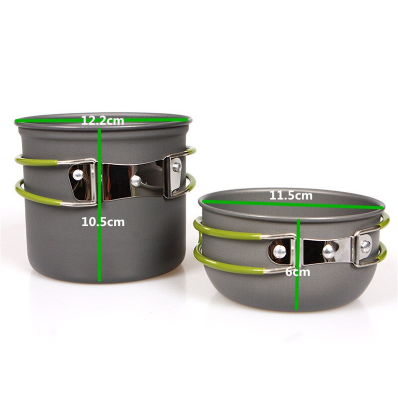 Mini Aluminum Alloy 0.62L/1.2L 2-Piece Set Portable Outdoor Cooker Pot 1-2 Person Travel Camping Pan With Color Box For