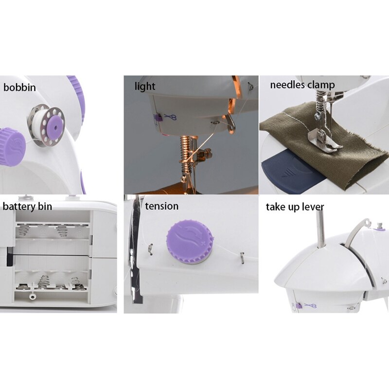 Mini Portable Sewing Machine with Extension Table Sew Needlework Clothes Electrec Sewing Machine Stitch Set
