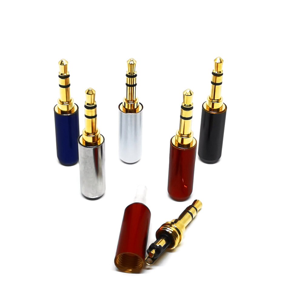 10 Uds chapados en oro estéreo 3,5mm 3 Reparación de postes de auriculares Cable con enchufe de clavija de Audio auriculares conector de Audio conector de soldadura