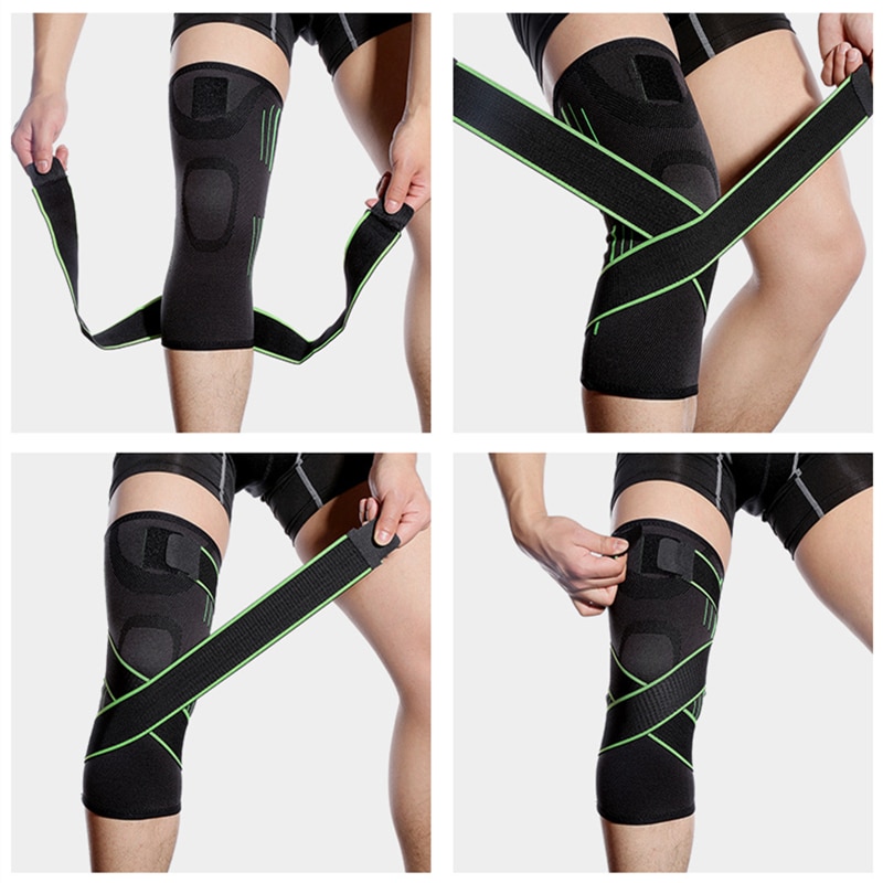 1 stk elastiske sportsknæbeskyttere åndbar justerbar knæbind bandage basketball fodbold fitness kompression knæstøtter