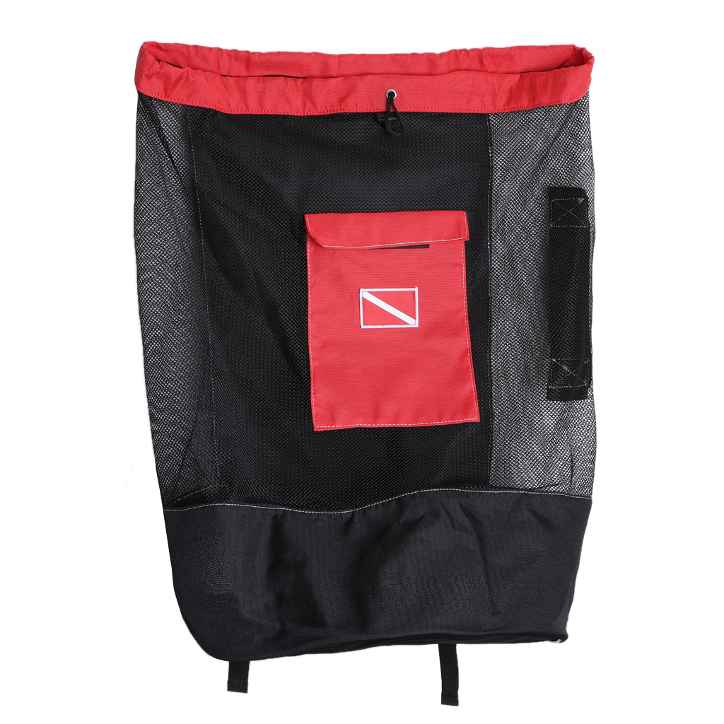 Dykning snorkling mesh rygsæk dykkerudstyr tør taske sæk pakke dykning mesh rygsæk til vandsport: Rød