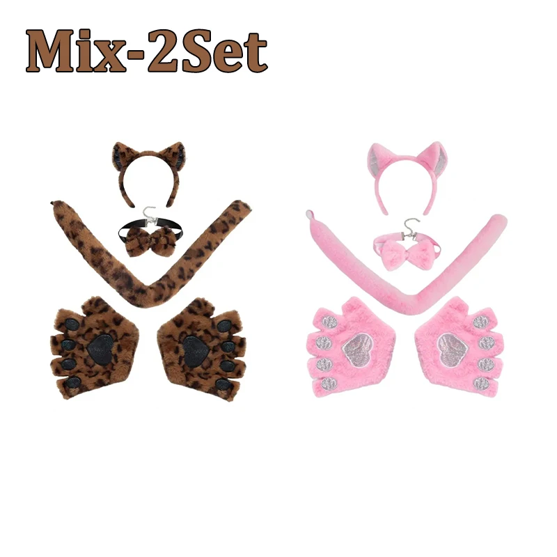 Neue handgemachte Halloween Stirnband Sets Cosplay Zubehör Katze Klaue Handschuhe Ohr Stirnband Maskerade Party Foto Requisiten: green