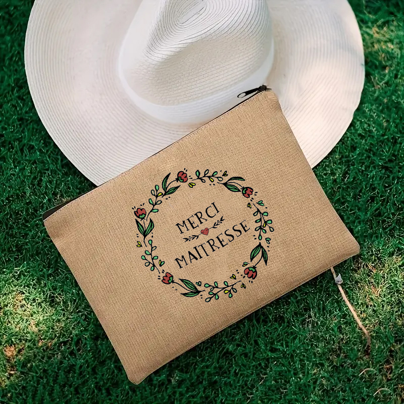 Dank U Leraar Reizen Cosmetische Organizer Make-Up Zakje Merci Maitresse Opbergtas Reizen Parfum Organisator Franse Mini Portemonnee: Light Grey