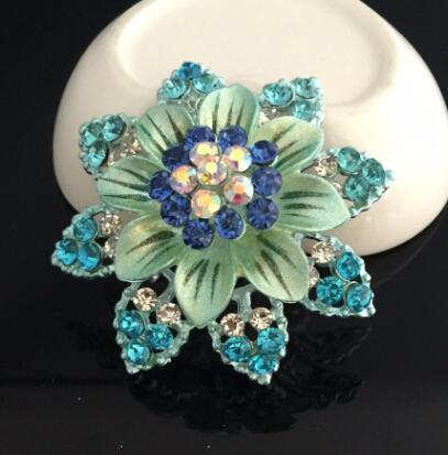 Big Pink Crystal Flower Brooch Rhinestone Pin Romantic Wedding Bride Bridesmaid Large Brooches For Woman Jewelry