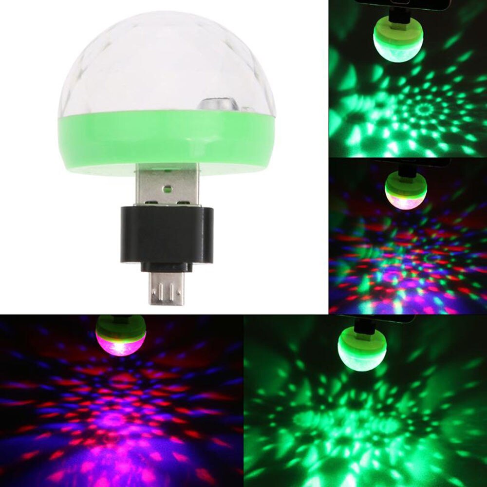 Mini usb disco dj ljus led lampa kristall magisk effekt scen boll lampor musik kontroll mobiltelefon usb ljus för hem år