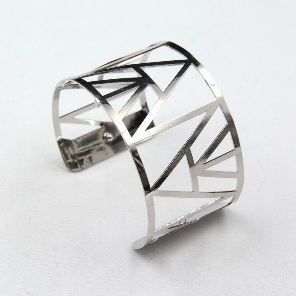 Pulsera de cuero con geométrico para mujer, brazalete de piel con de pirámide de Egipto de 40mm, con colores reversibles, de Francia: silver bracelet