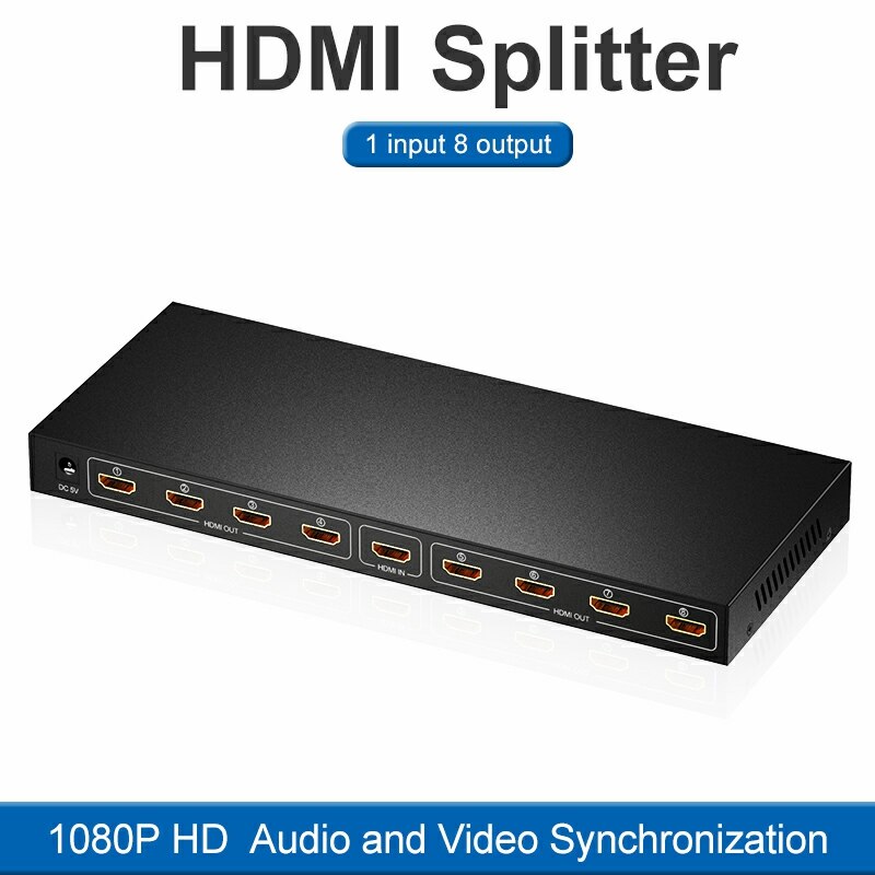 HDMI 1 in 8 out port Splitter 1080P HD Video Split Screen HDMI Splitter