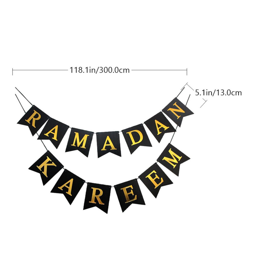 1 Set Eid Mubarak Party Decorative Banner Ramadan Kareem Letter Paper Bunting
