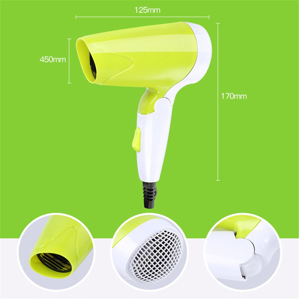 Secador de pelo portátil, secador de dormitorio plegable, Material ABS rosa/verde para el hogar eléctrico