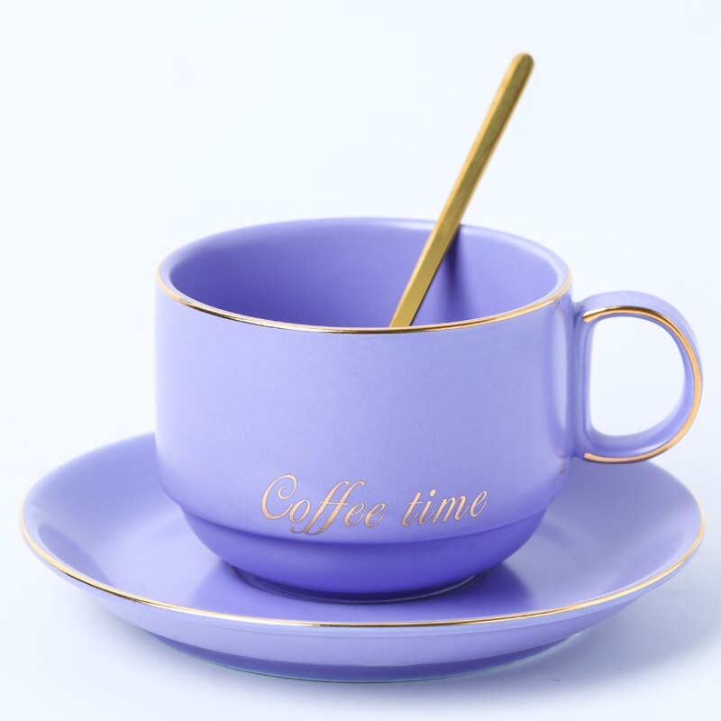 Nordiska kaffekoppset guldkant te kopp och fat porslin kaffemuggar te set tazas de ceramica mate koppar  ac50bd: Stil 4