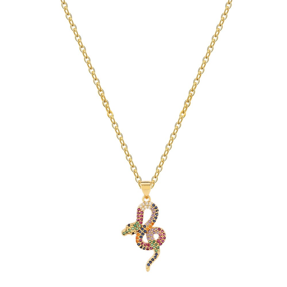 Rainbow CZ snake Gold Necklace For Women Zirconia snake Pendant Long adjustable Chain women's Necklace Charm Jewelry: snake13