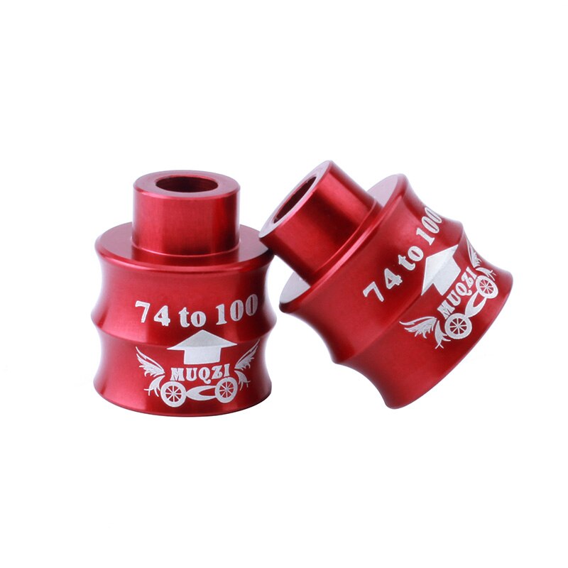 MUQZI 1 Pair Bicycle Hub Extension Seat 74mm To 100mm Front Fork Hubs Adapter Converter MTB Road Bike Parts: Red