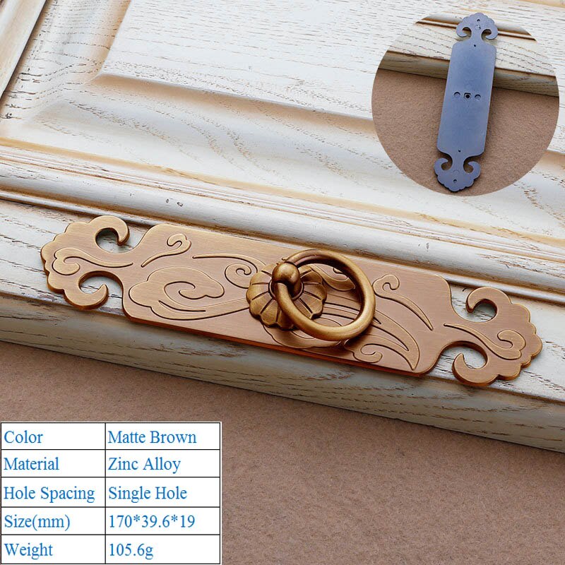Manija clásica Marrón mate para armario, tirador chino antiguo para puerta de dormitorio, pomos decorativos para muebles, puertas interiores: 6101-Single Hole