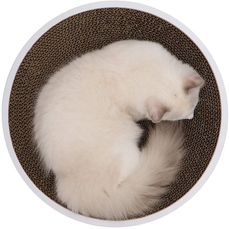 Cardboard Cat Scratcher Scratch Pad Reversible & Replaceable Cake Shaped Cat Lounge Bed Corrugated Scratching Pad with Catnip