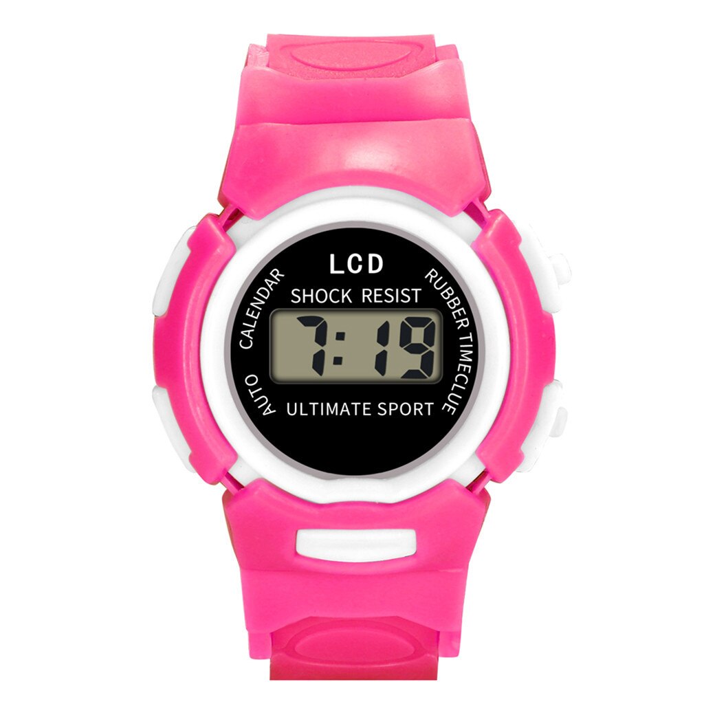 Barns utomhus pojke flicka larm analog digital multifunktion sport led vattentät barn armbandsur klocka  w50: Skrikrosa