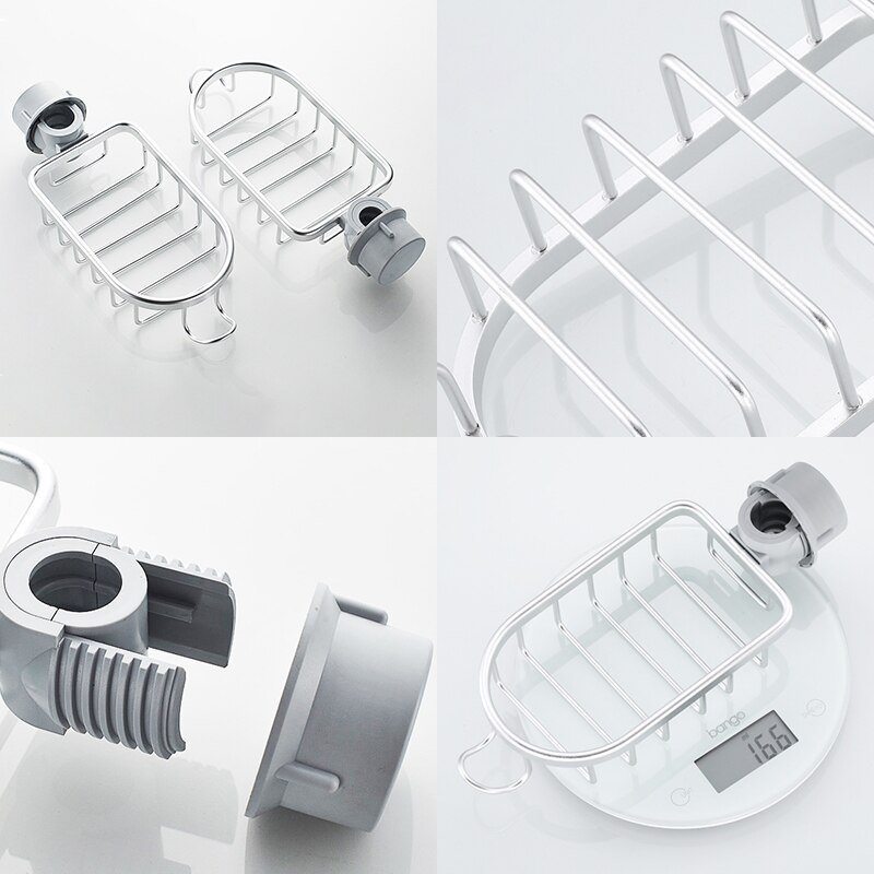 Ellen bad bruser skydestang holder med sæbekurv shampoo holder sort skydestang med håndbruser elm 294