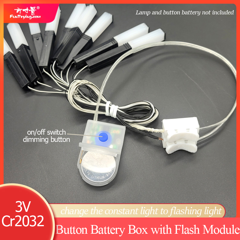 Boîtier de piles boutons Cr2032, avec interrupteur/Module Flash, changement de lumière vive normale en modèle de lumière clignotante, boîtier de piles/trois vitesses