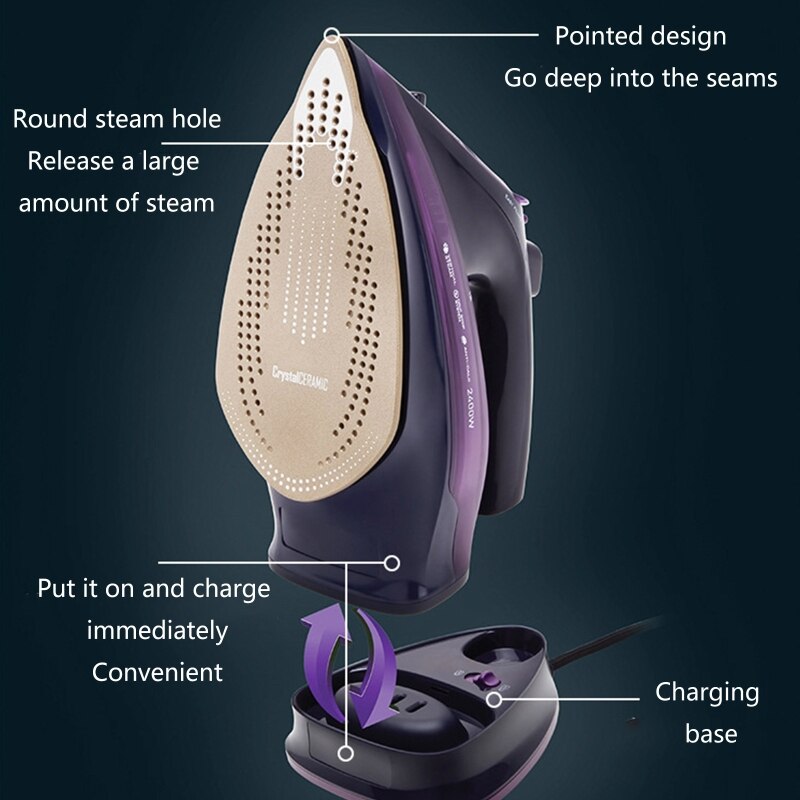 Portable Household Hand-Held Electric Steam Iron with Soleplate Cordless Steamer