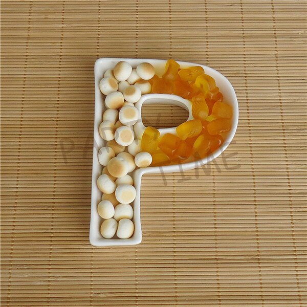Party Dish, Ceramic P Shape Dish, White Dessert Dish