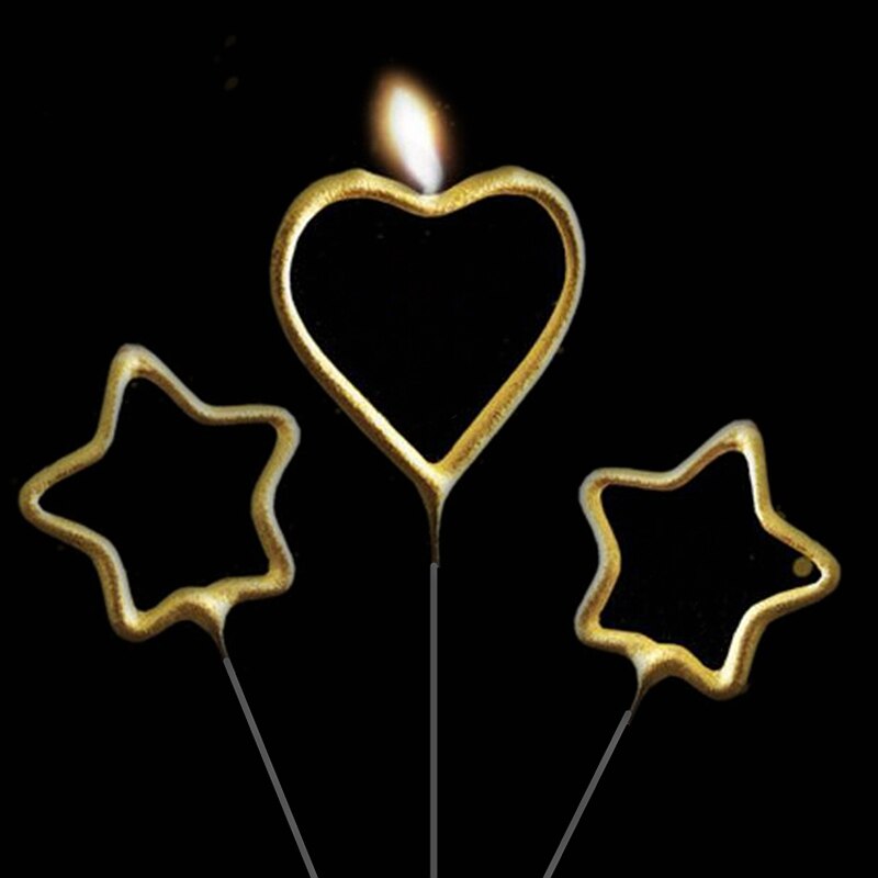 Velas de estrellas de amor huecas creativas, decoración para Tartas, decoración para aniversario de boda, recuerdos para Baby Shower, decoración para fiestas de cumpleaños para niños
