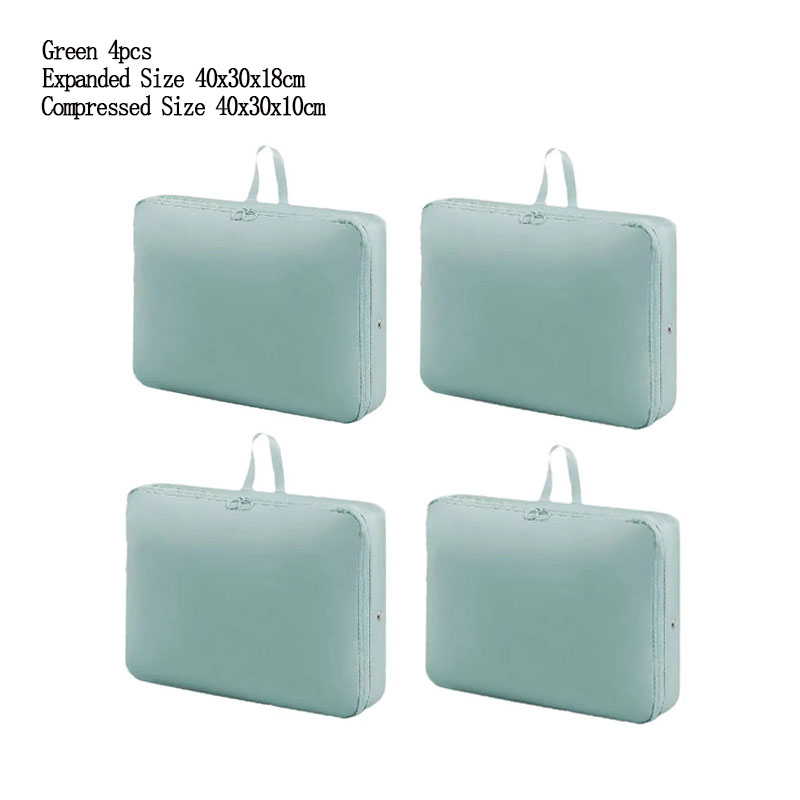 4 stks/set Compressie Verpakking Kleding Donsjack Katoenen Quilt Opslag Opvouwbare Grote Capaciteit Uitbreiding Organizer Bag: green