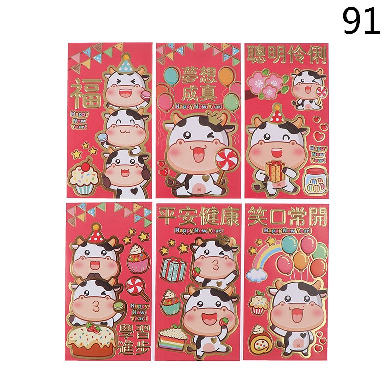 6 Stuks Chinese Ox Jaar Lente Festival Creatieve Rode Envelop Trouwen Rode Envelop: Deep Sapphire