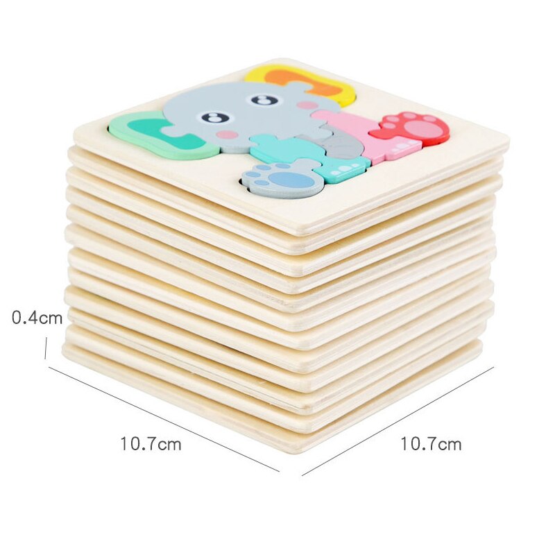 Kids Montessori Houten Speelgoed Cartoon Dier Verkeer 3D Puzzel Blokken Kid Leren Speelgoed Baby Kleurrijke Houten Onderwijs Speelgoed