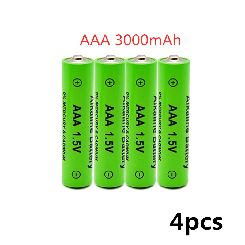 100% AAA battery 3000 mAh rechargeable battery AAA 1.5 V 3000 mAh Rechargeable Alcalinas drummey + charger: Goud