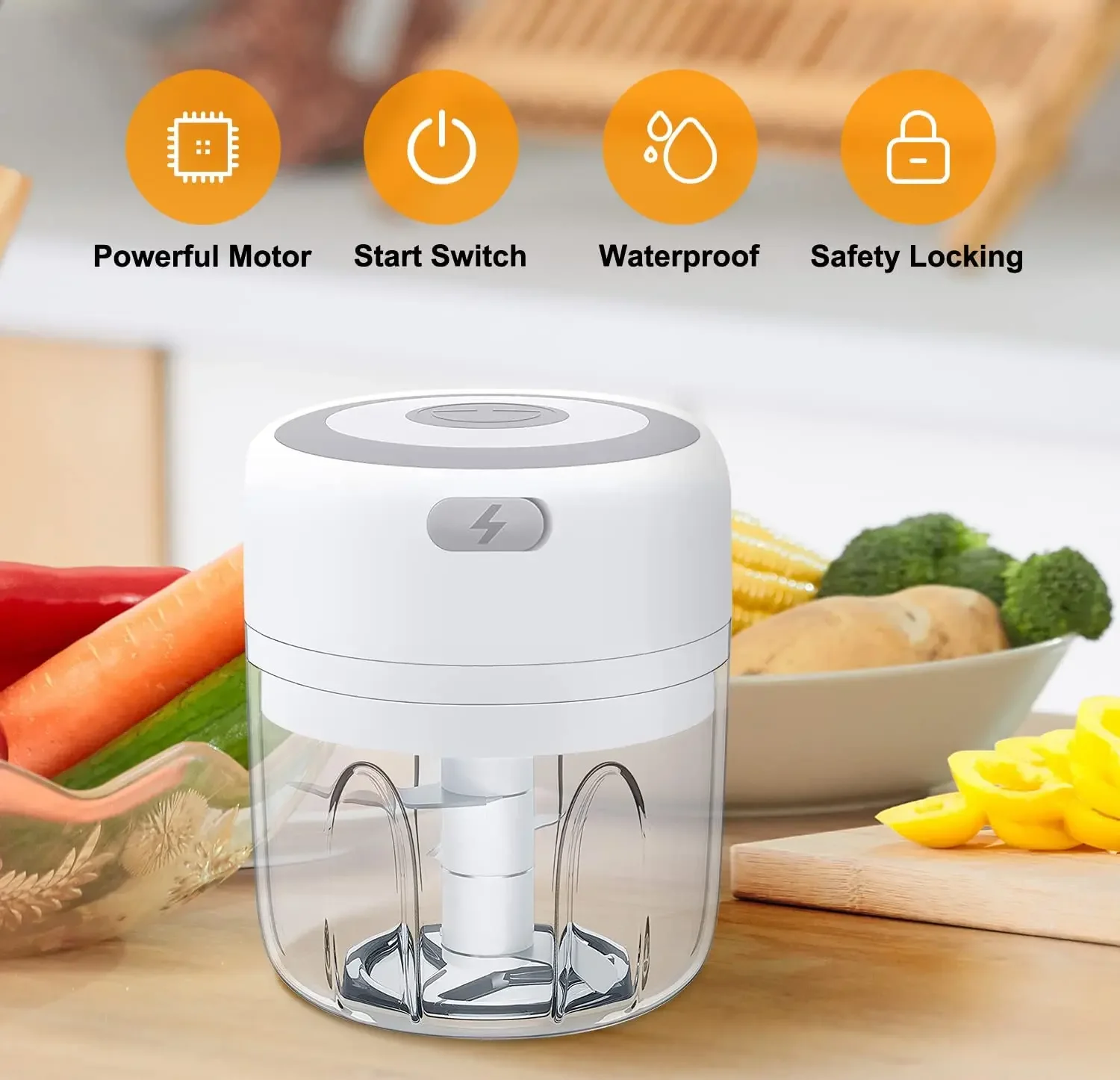 300ML elektryczny rozdrabniacz do czosnku USB ładowanie żywności warzywa mięso kruszarka ze stali nierdzewnej Mini Chili czosnek Masher gadżety kuchenne