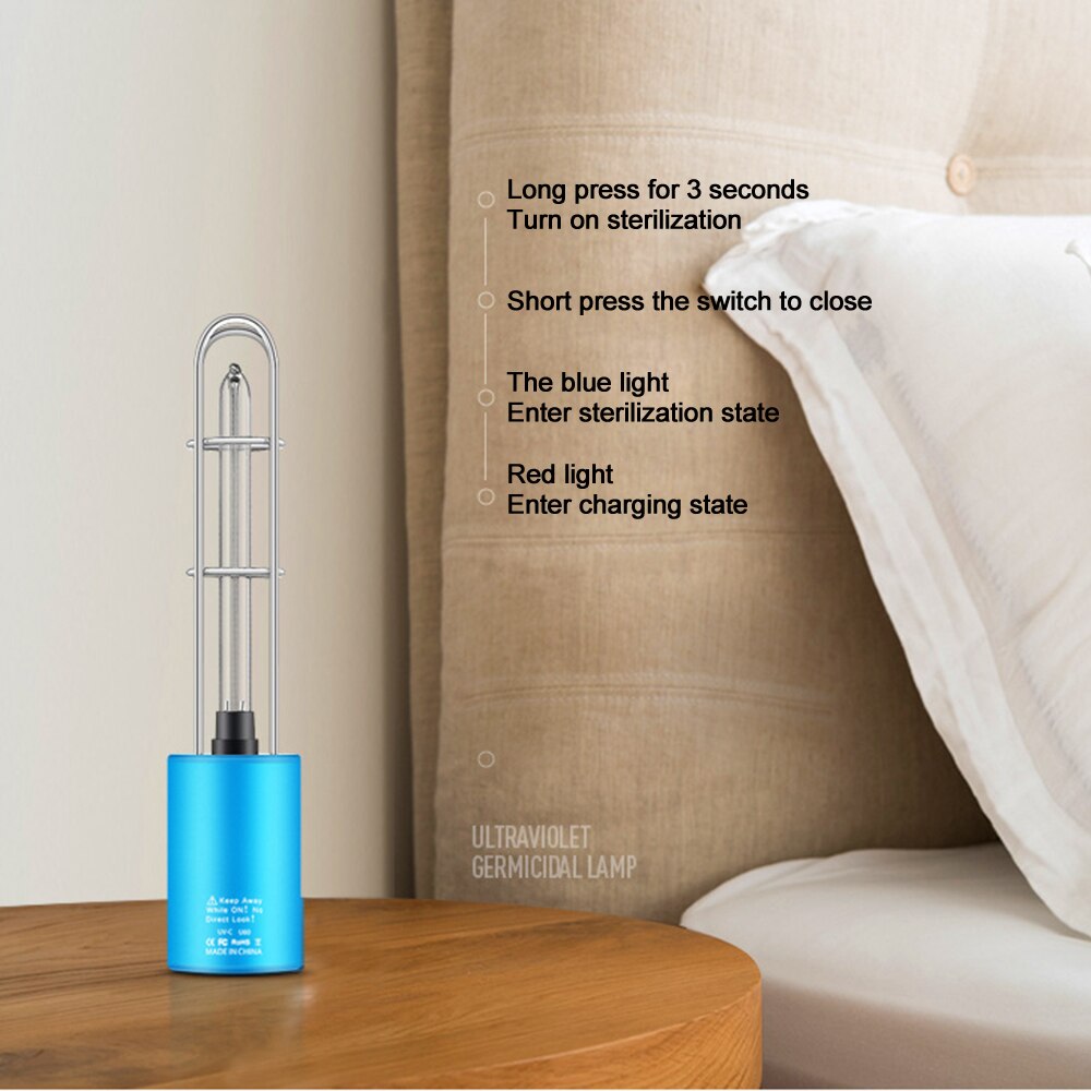 Portable LED Ultraviolet UV Light 5V USB 5W Sterilizer Lamp Rechargeable UVC + Ozone Light Disinfection Bactericidal LED Tube