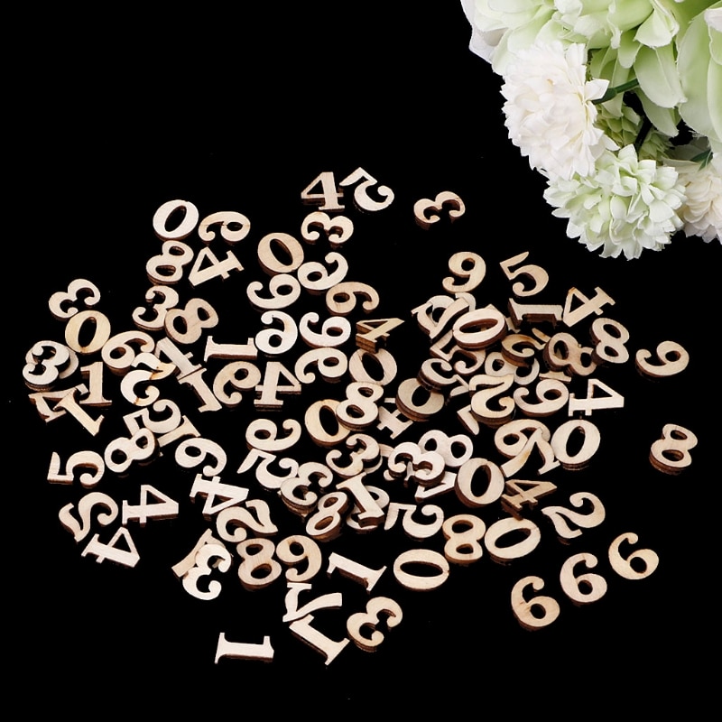 100Pcs Wooden 0-9 Numbers Embellishments 15mm Scrapbooking Card Making Craft DIY