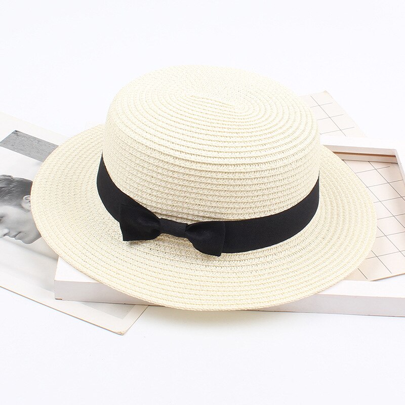 Chapeau de paille coréen Vintage pour femmes, rétro, nœud papillon, , protection solaire, chapeau de plage: 10