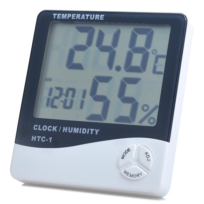 Lcd digital termometro interiör sala al aire libre electronico medidor de humedad de temperatura higrometro con reloj despertado