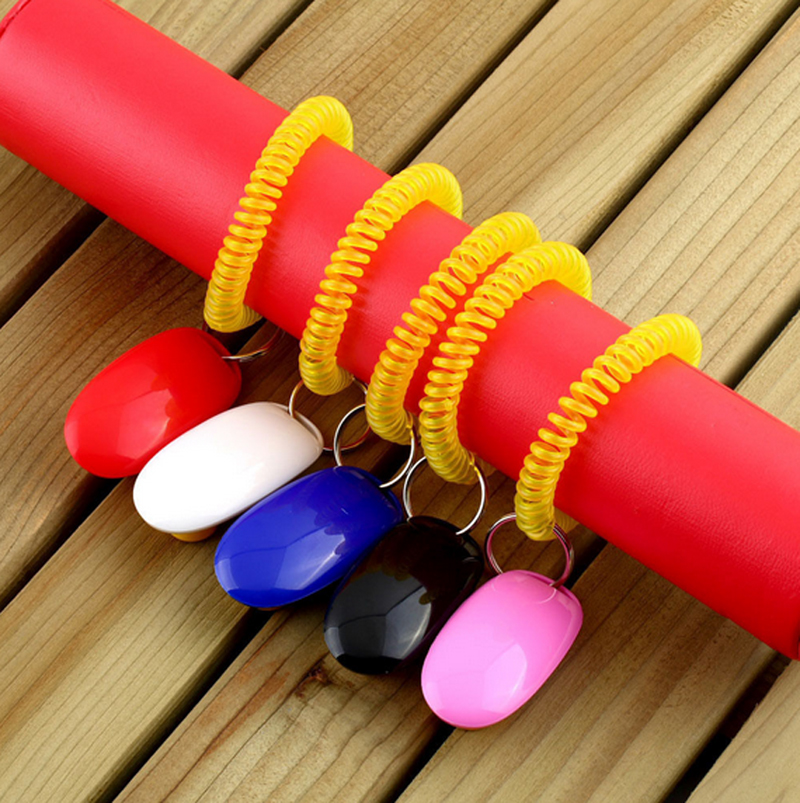 Portable Pet Training Clicker Dog Cat Bird Horse Click Obedience Trainer Aid with Wrist Strap