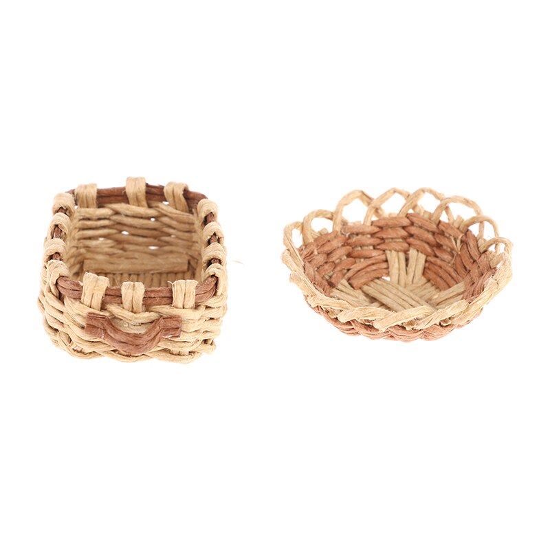Cute Mini 1:12 Dollhouse Miniature Bamboo Rattan Frame Vegetable Food Storage Basket Doll Miniature Decoration