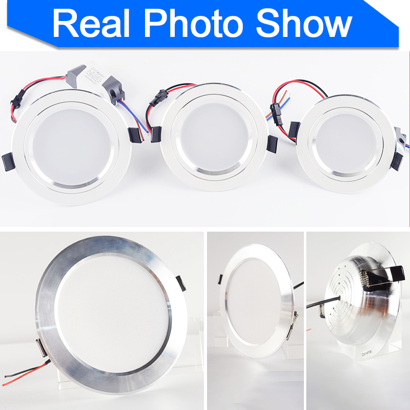 Spot lumineux circulaire encastrable Ultra fin, lumière blanche argentée, 5W 9W 15W 18W, AC 110V 220V, 12W