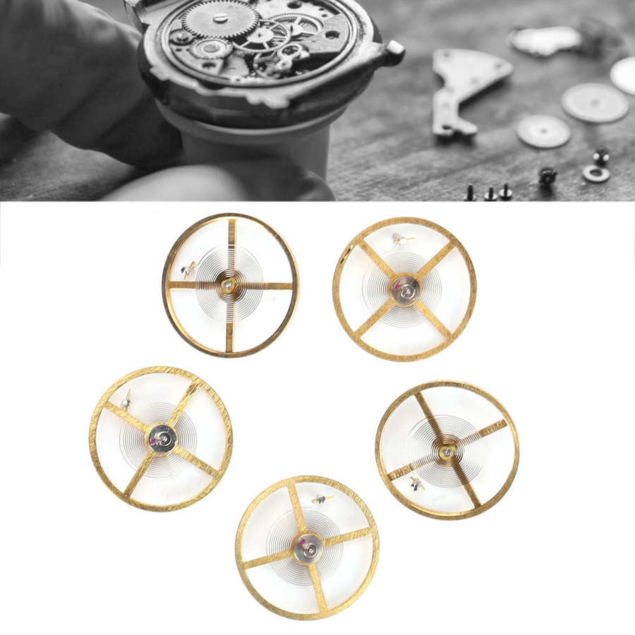 Herramienta de reloj de 5 piezas, rueda de equilibrio de reloj con reemplazo de resorte de horquilla oscilante completo para movimiento 8205, piezas de reparación de reloj para relojero